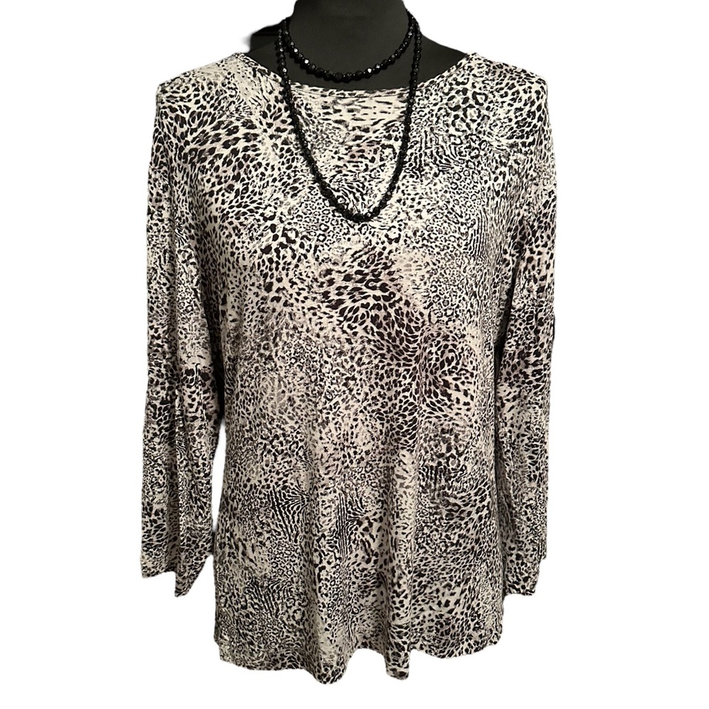 Chico’s Long Sleeve Top Animal Print Size 2